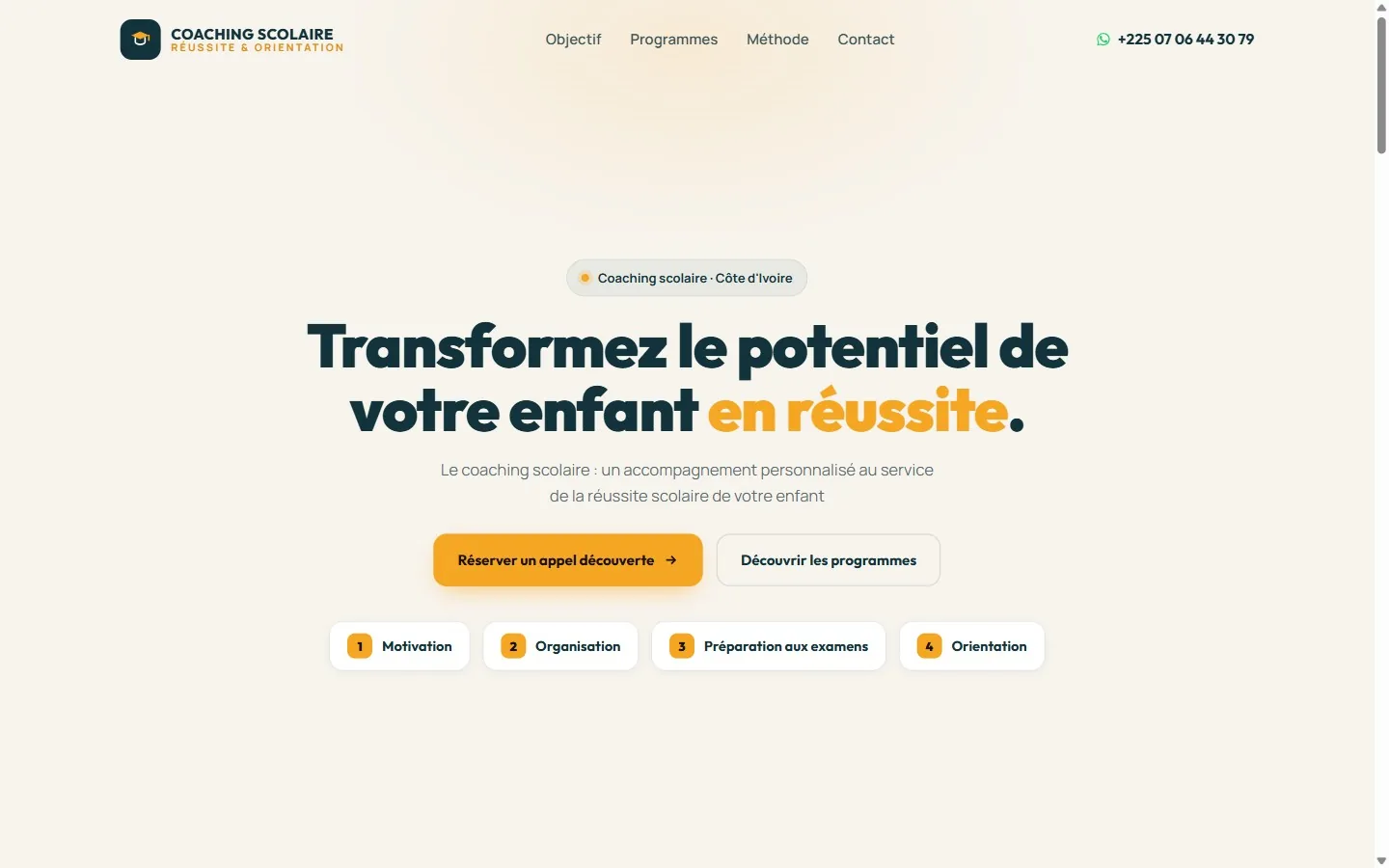 Site web Helyps Coaching, coach scolaire, création LUMINIA