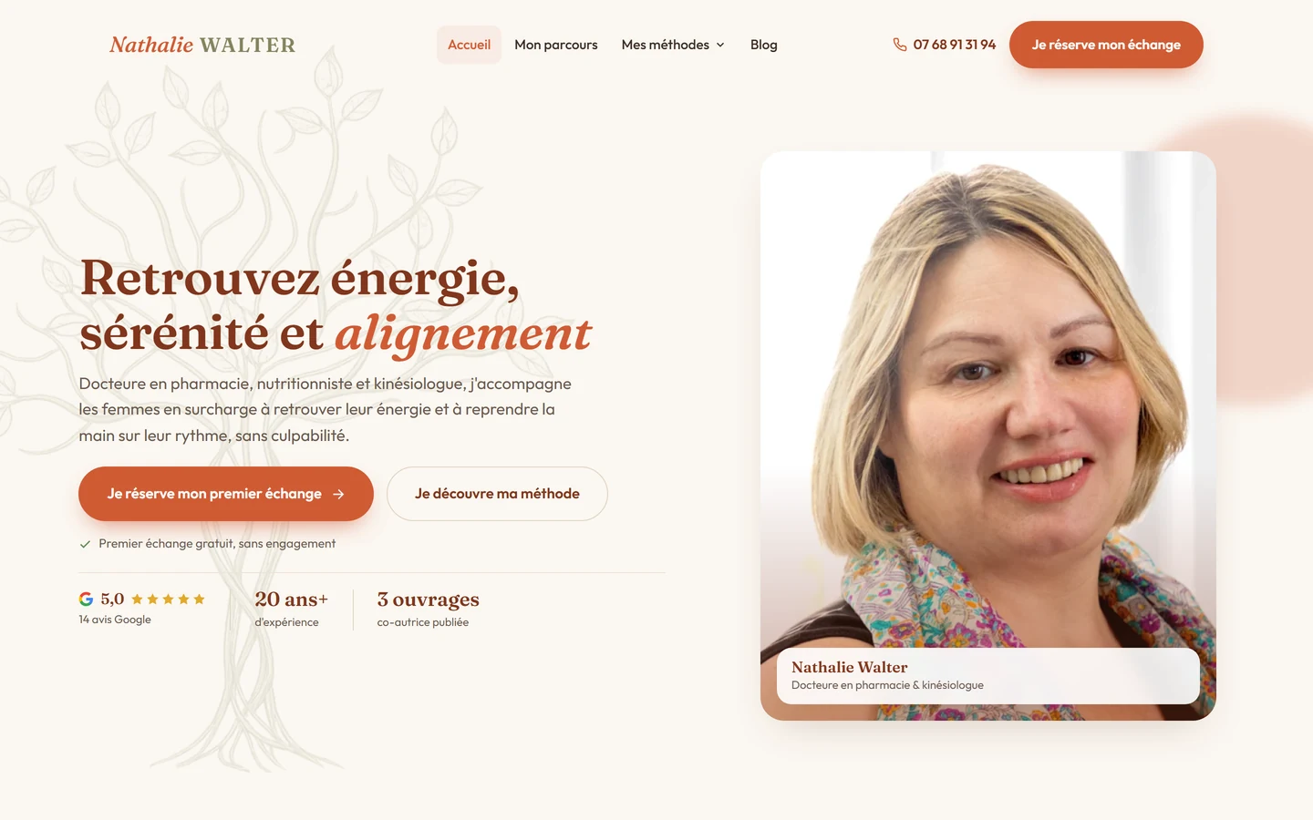 Site web de Nathalie Walter, coach santé et kinésiologue à Rueil-Malmaison (92), refonte réalisée par LUMINIA